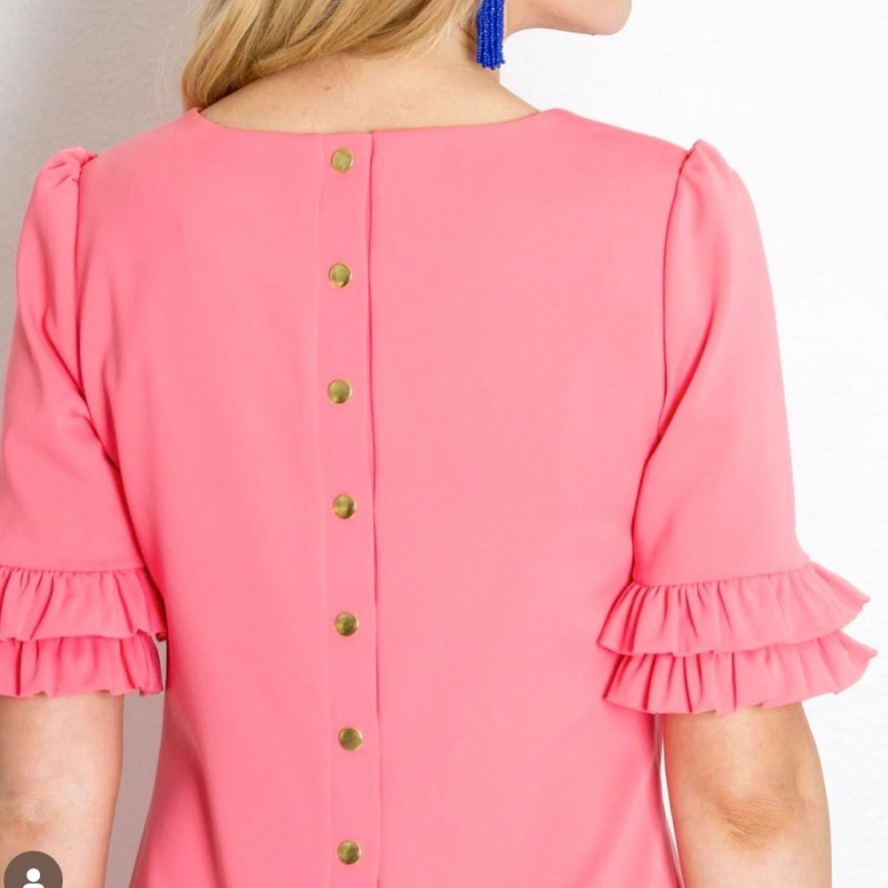 Camilyn Beth Ophelia Dress Coral Pink Wedding Guest Ruffle Size S 4 - Picture 4 of 7